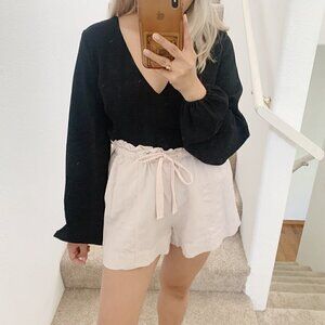 Ulla Johnson Lariat Linen Cotton Blend High Rise Shorts In Light Pink US 0    